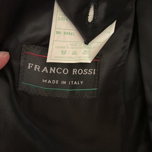 Franco Rossi Suit Black Mens 40R pants 34 Made in Italy - Picture 3 of 8